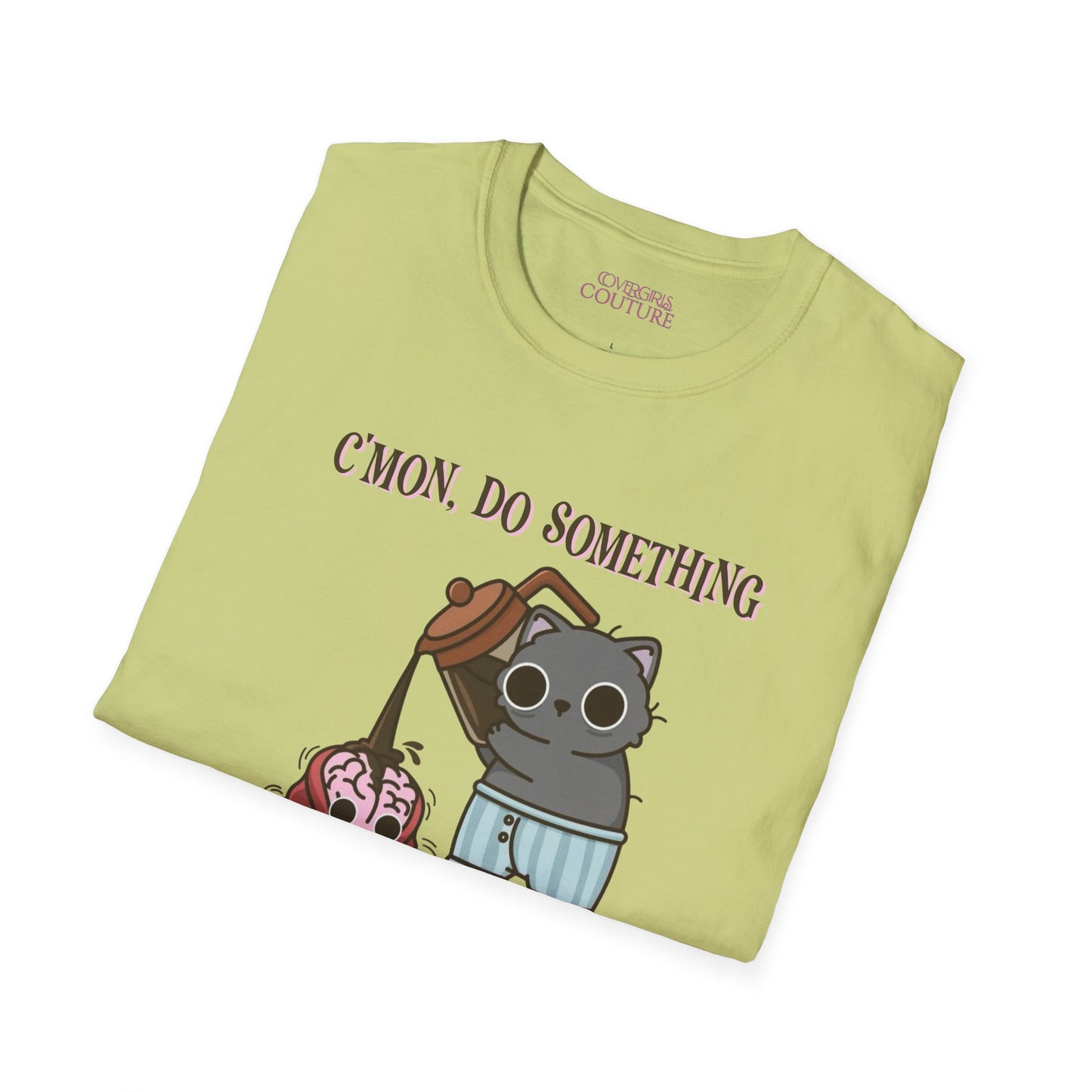 Cute Cat/Coffee Motivation T-Shirt, Funny Graphic Tee, Gift for Cat Lovers, Casual Wear, Quirky Humor Shirt, Birthday Present