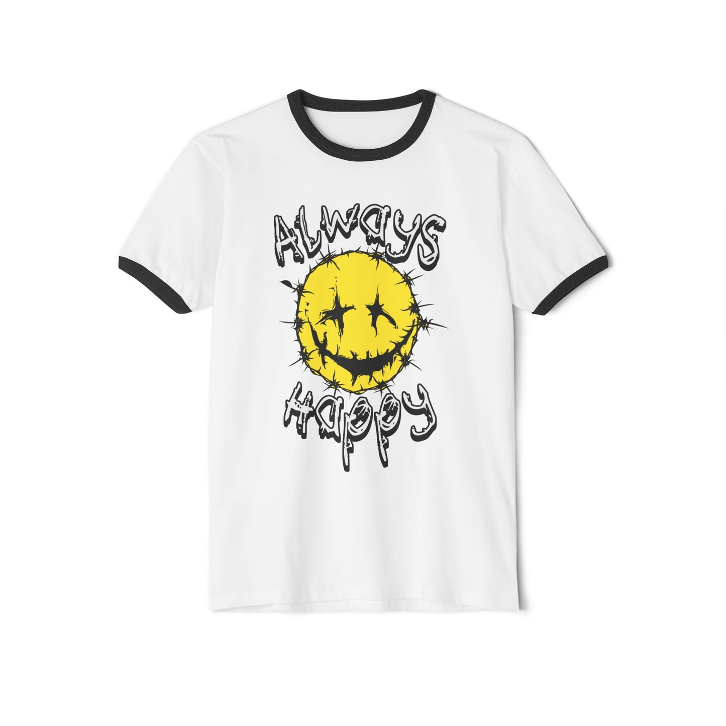 Always Happy Ringer T-Shirt, Vintage Style Tee, Unisex