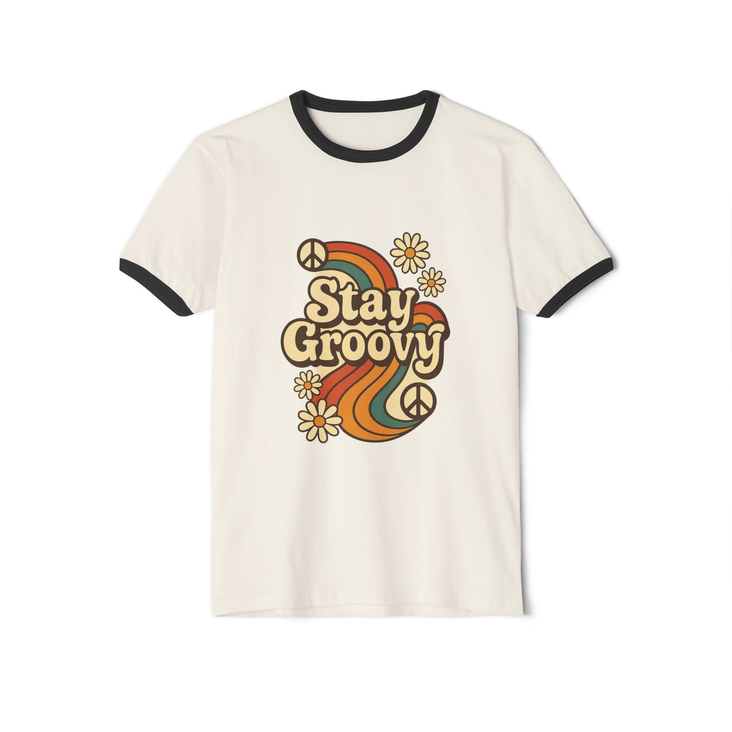 Retro Groovy Ringer T-Shirt, Vintage Unisex Tee