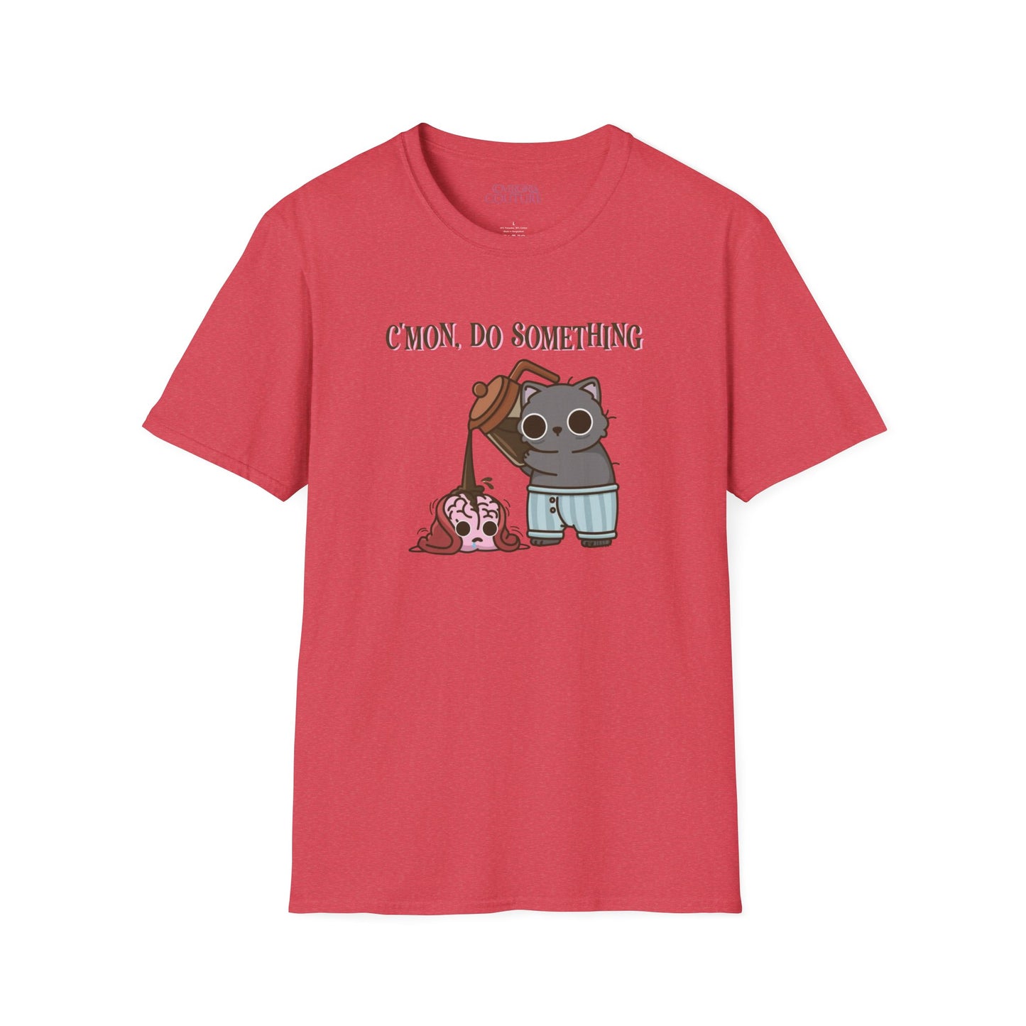 Cute Cat/Coffee Motivation T-Shirt, Funny Graphic Tee, Gift for Cat Lovers, Casual Wear, Quirky Humor Shirt, Birthday Present