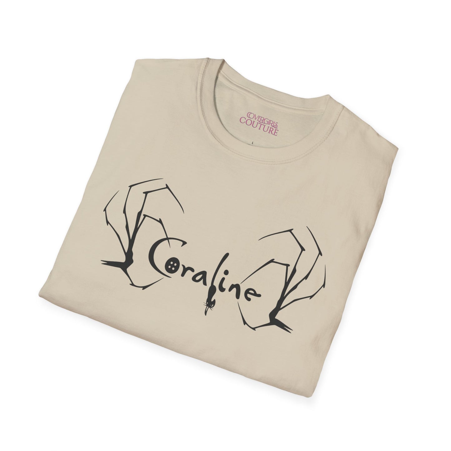 Coraline-Inspired Unisex Softstyle T-Shirt, Horror Movie Tee, Halloween Costume, Casual Wear, Gift for Fans, Graphic Tee