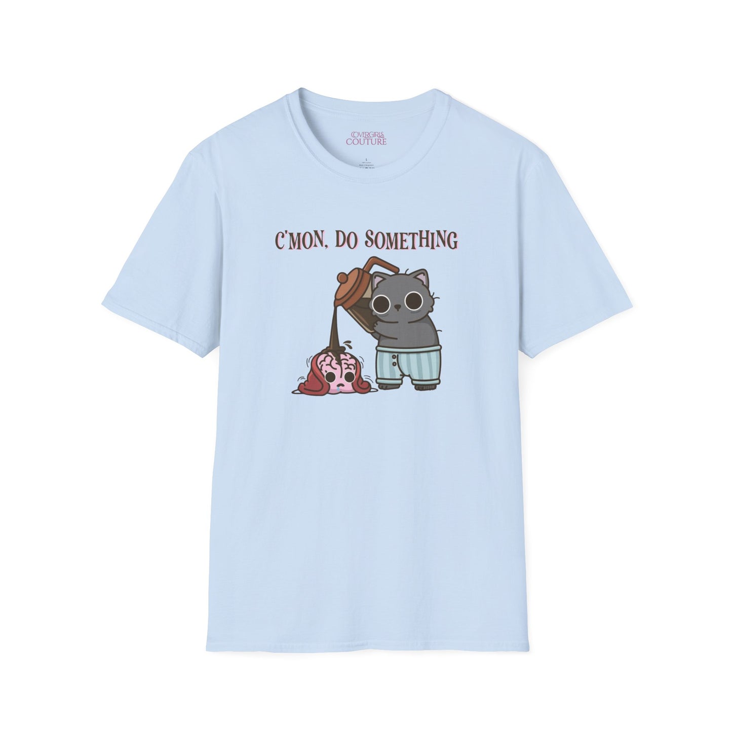 Cute Cat/Coffee Motivation T-Shirt, Funny Graphic Tee, Gift for Cat Lovers, Casual Wear, Quirky Humor Shirt, Birthday Present