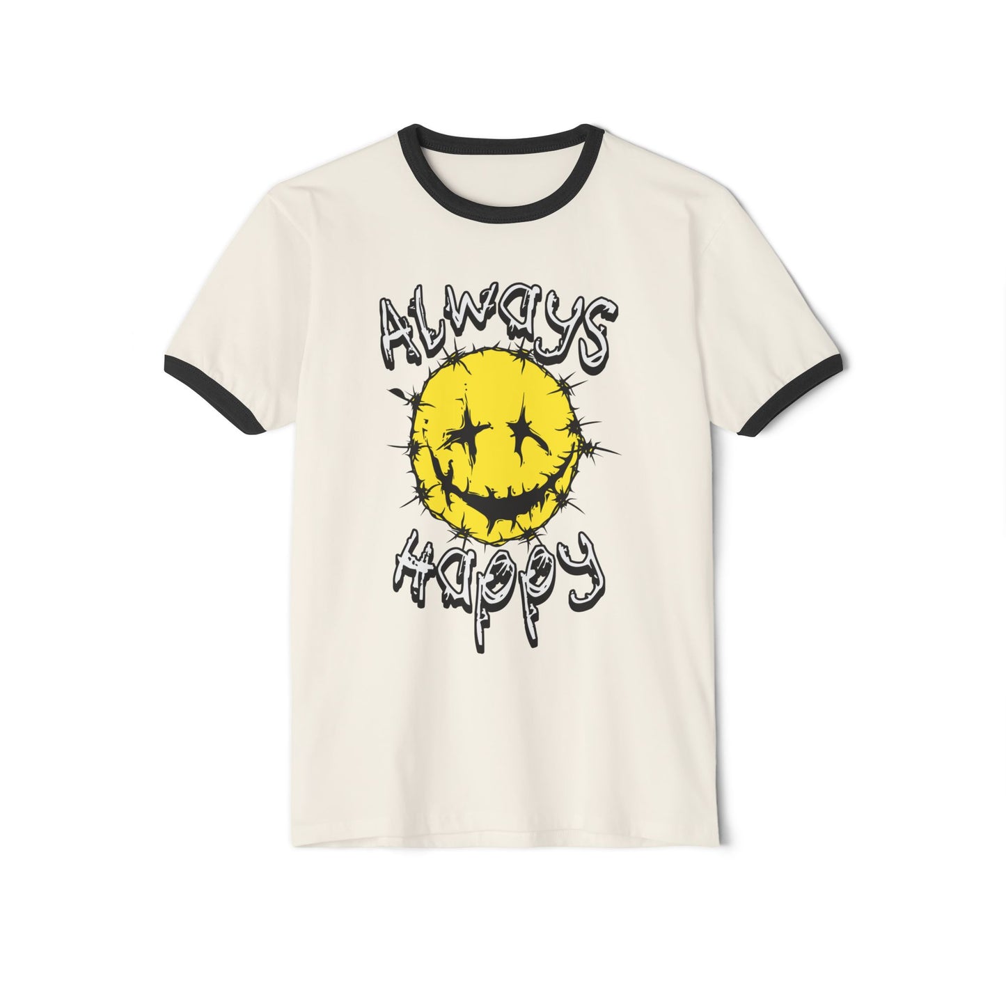Always Happy Ringer T-Shirt, Vintage Style Tee, Unisex