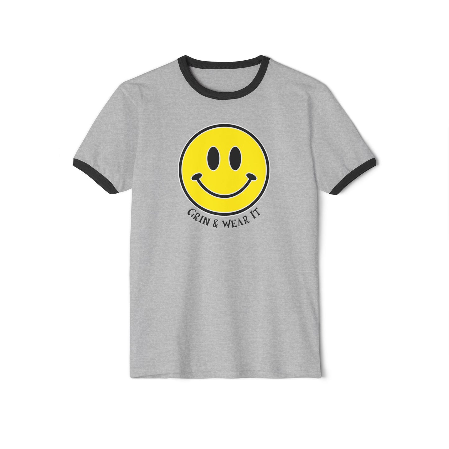 Smiley Face Unisex Cotton Ringer T-Shirt