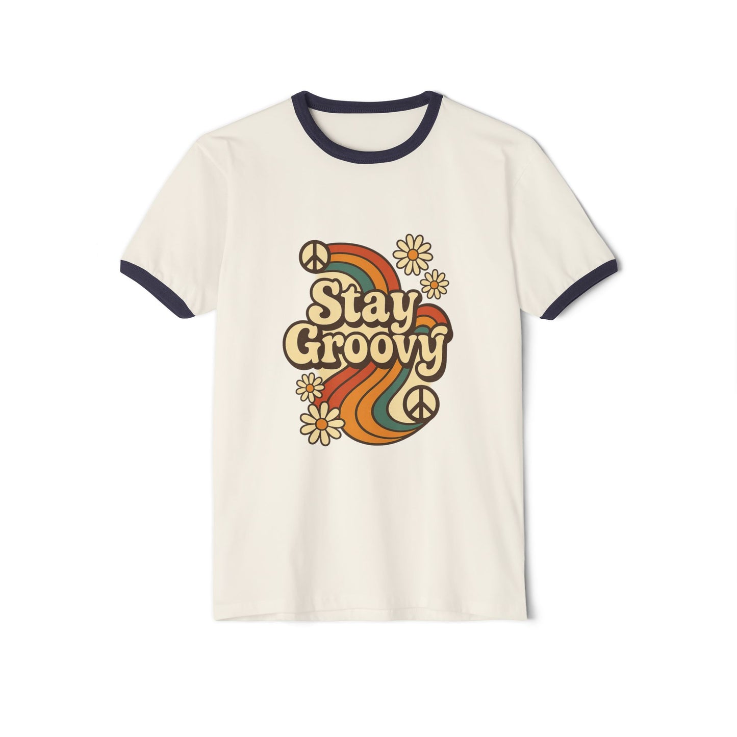 Retro Groovy Ringer T-Shirt, Vintage Unisex Tee