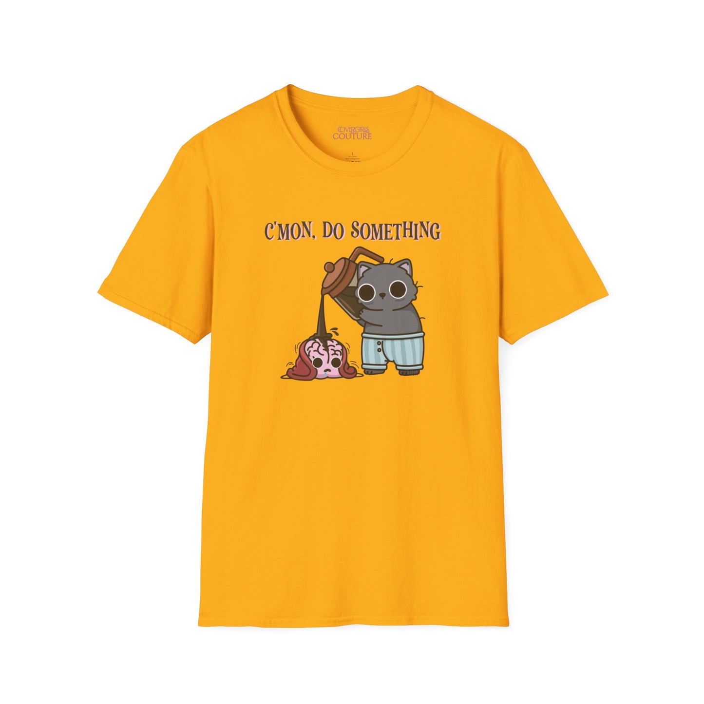 Cute Cat/Coffee Motivation T-Shirt, Funny Graphic Tee, Gift for Cat Lovers, Casual Wear, Quirky Humor Shirt, Birthday Present