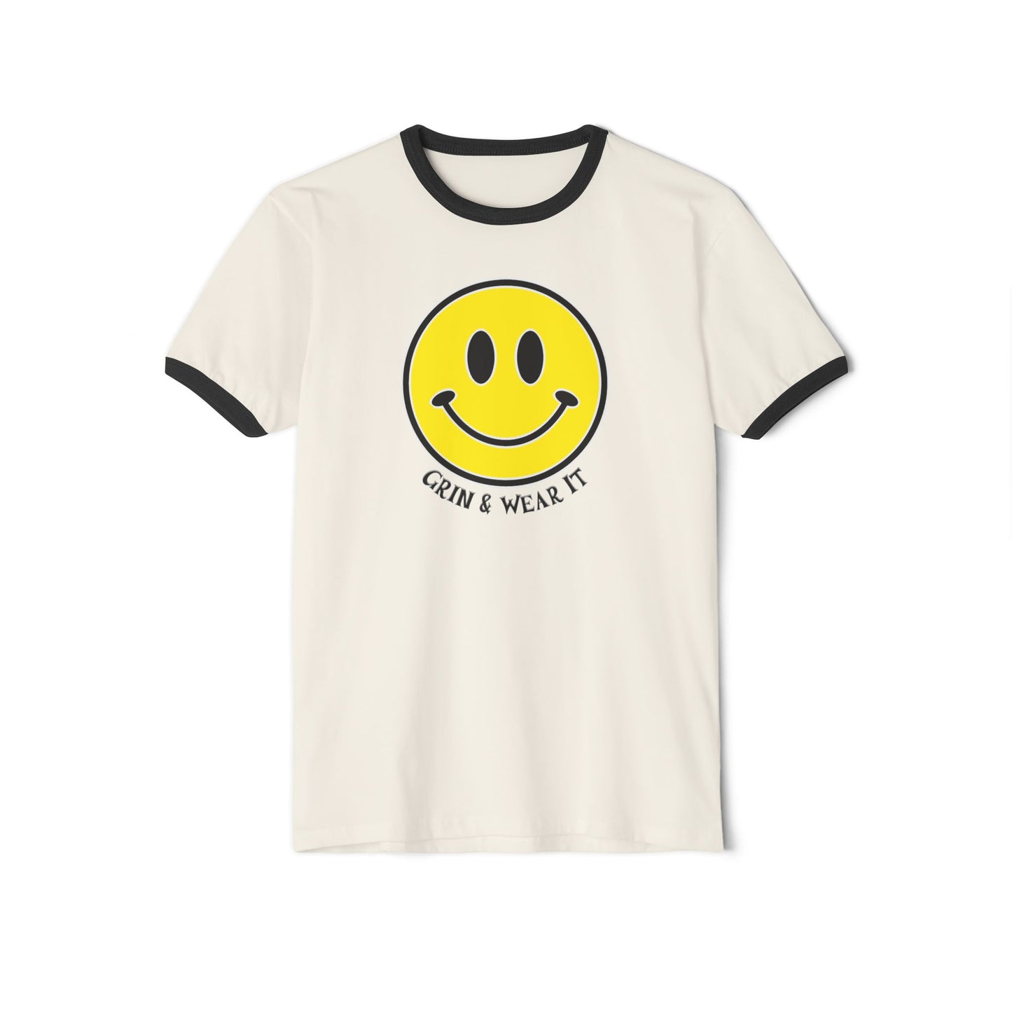 Smiley Face Unisex Cotton Ringer T-Shirt