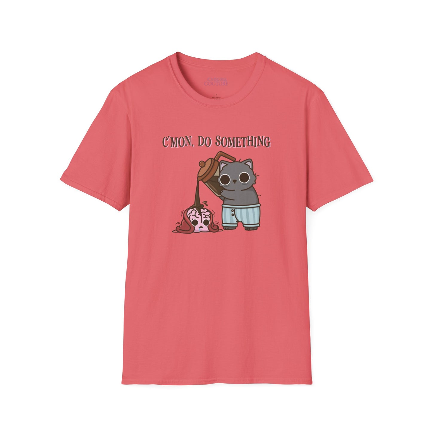 Cute Cat/Coffee Motivation T-Shirt, Funny Graphic Tee, Gift for Cat Lovers, Casual Wear, Quirky Humor Shirt, Birthday Present