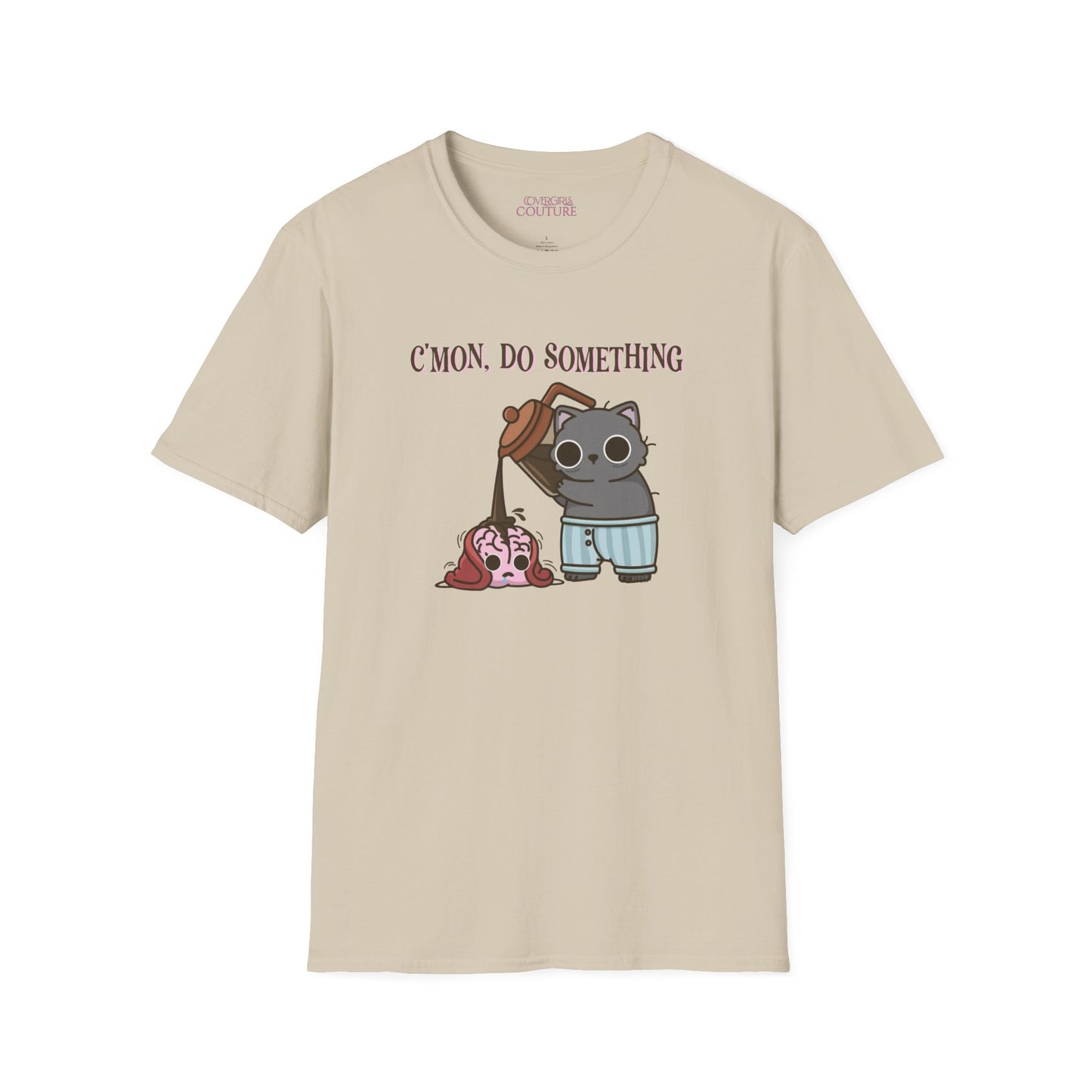 Cute Cat/Coffee Motivation T-Shirt, Funny Graphic Tee, Gift for Cat Lovers, Casual Wear, Quirky Humor Shirt, Birthday Present