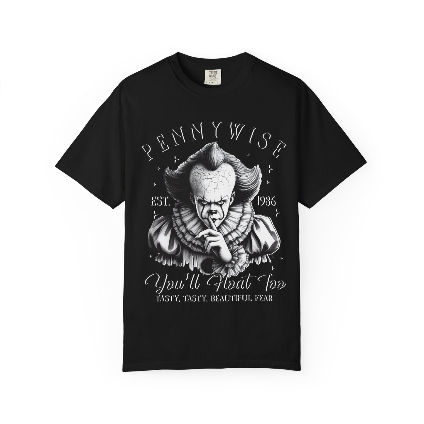 Creepy Clown T-Shirt: Pennywise Inspired, Horror Fan Apparel, Halloween Costume, Unisex Graphic Tee, Spooky Gift Idea