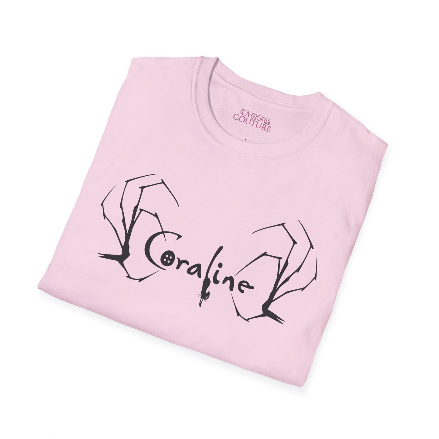 Coraline-Inspired Unisex Softstyle T-Shirt, Horror Movie Tee, Halloween Costume, Casual Wear, Gift for Fans, Graphic Tee