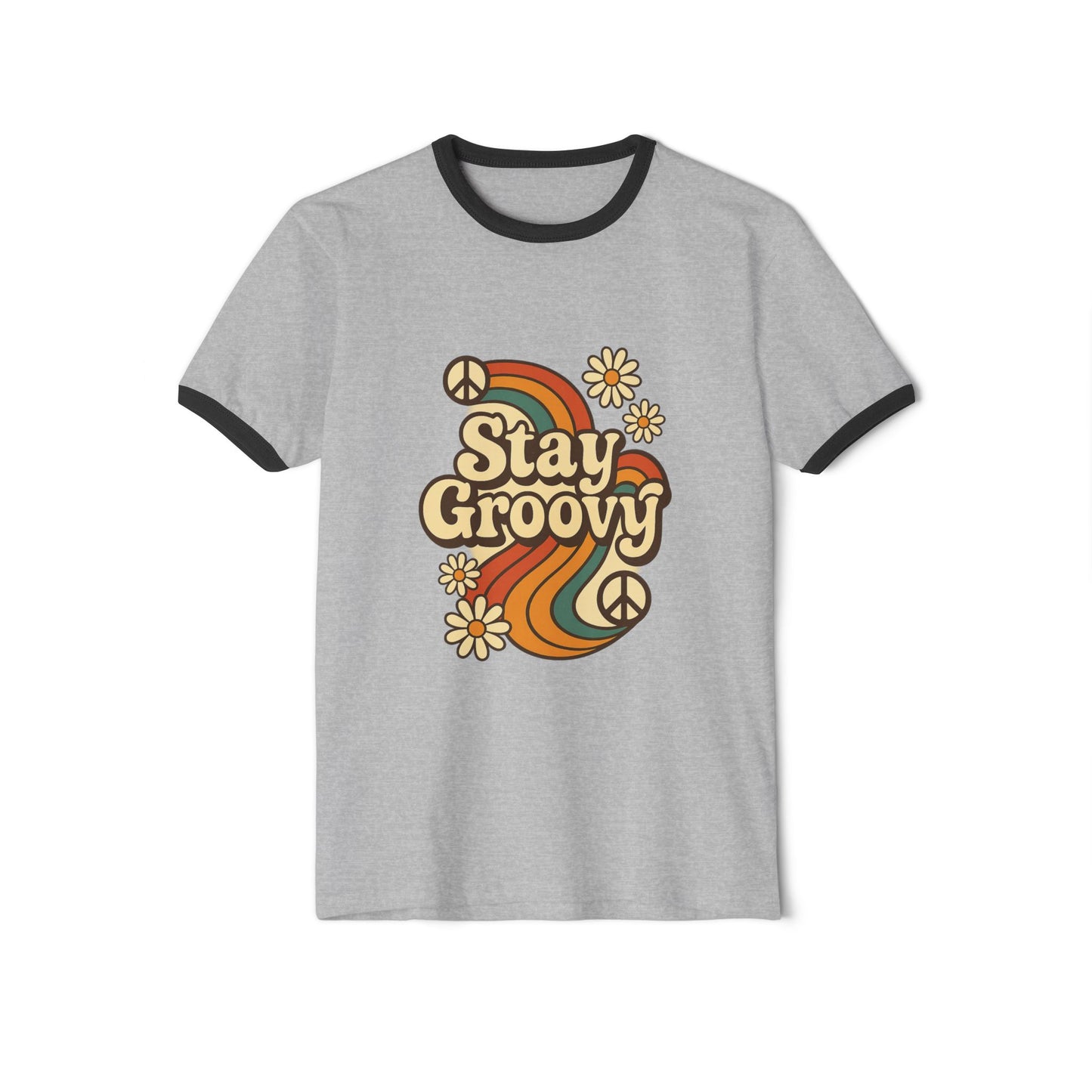 Retro Groovy Ringer T-Shirt, Vintage Unisex Tee