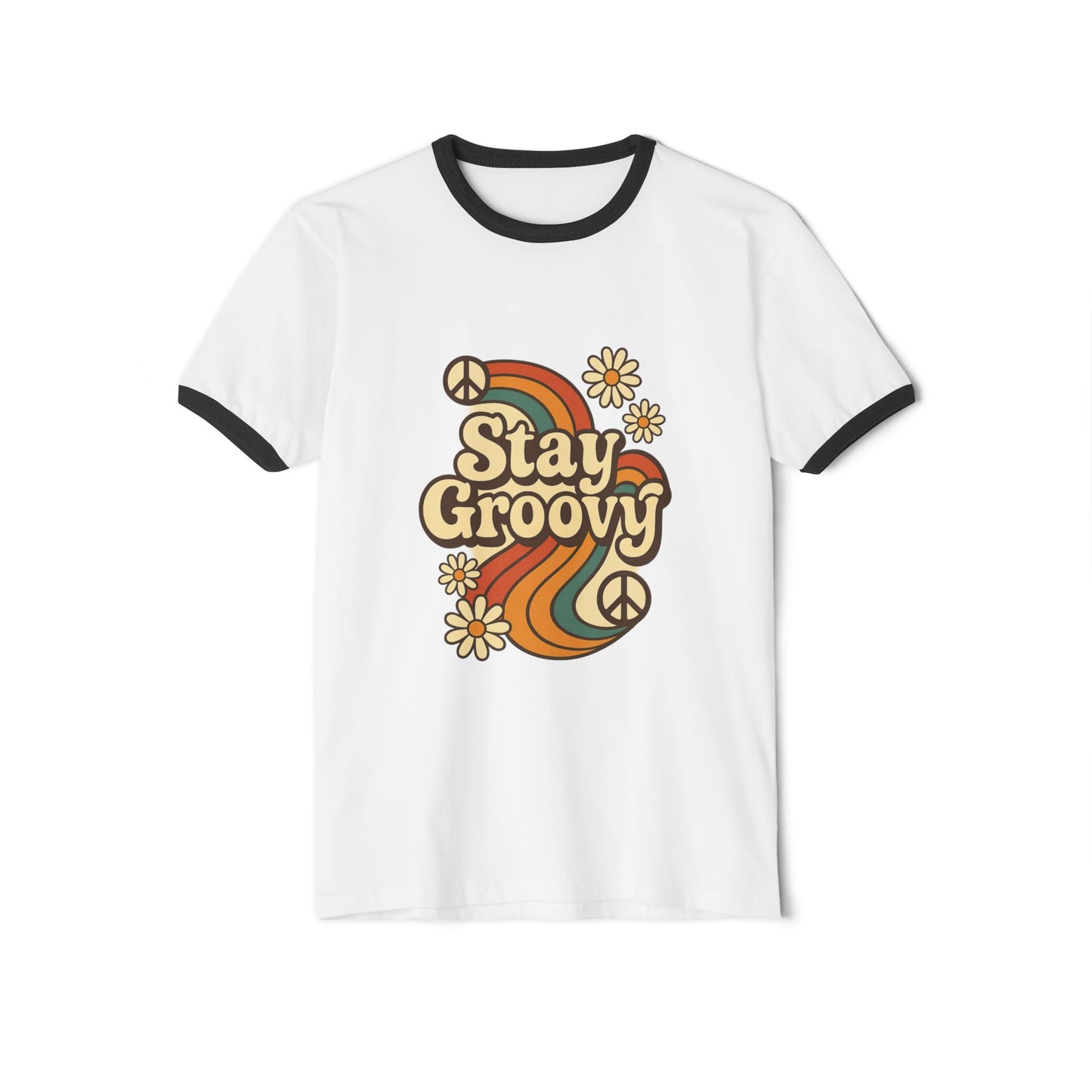 Retro Groovy Ringer T-Shirt, Vintage Unisex Tee