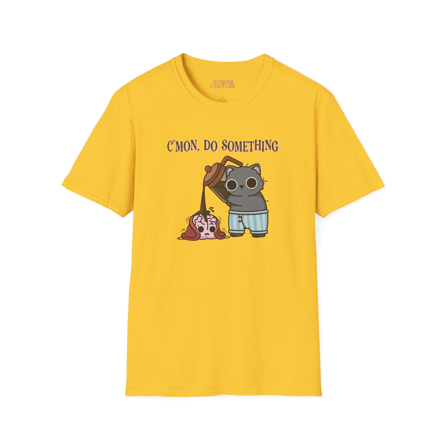 Cute Cat/Coffee Motivation T-Shirt, Funny Graphic Tee, Gift for Cat Lovers, Casual Wear, Quirky Humor Shirt, Birthday Present