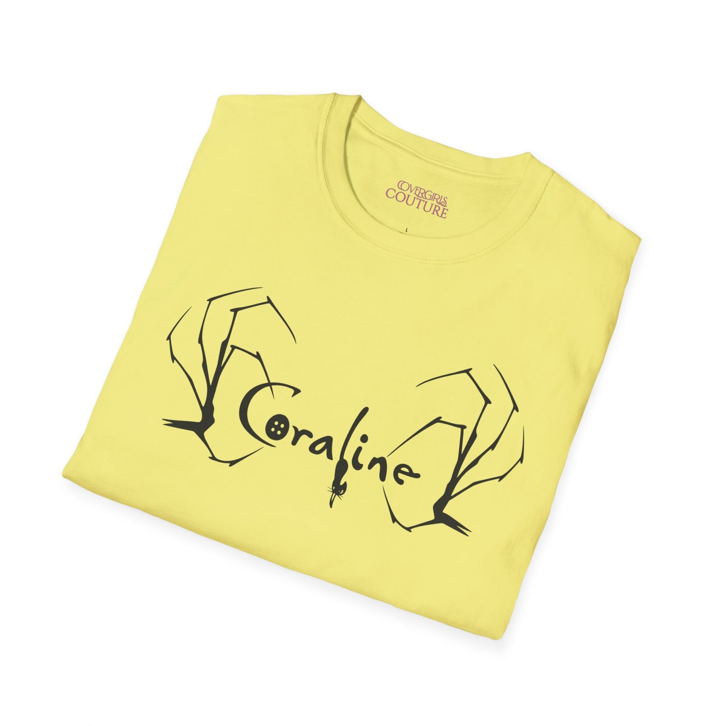 Coraline-Inspired Unisex Softstyle T-Shirt, Horror Movie Tee, Halloween Costume, Casual Wear, Gift for Fans, Graphic Tee