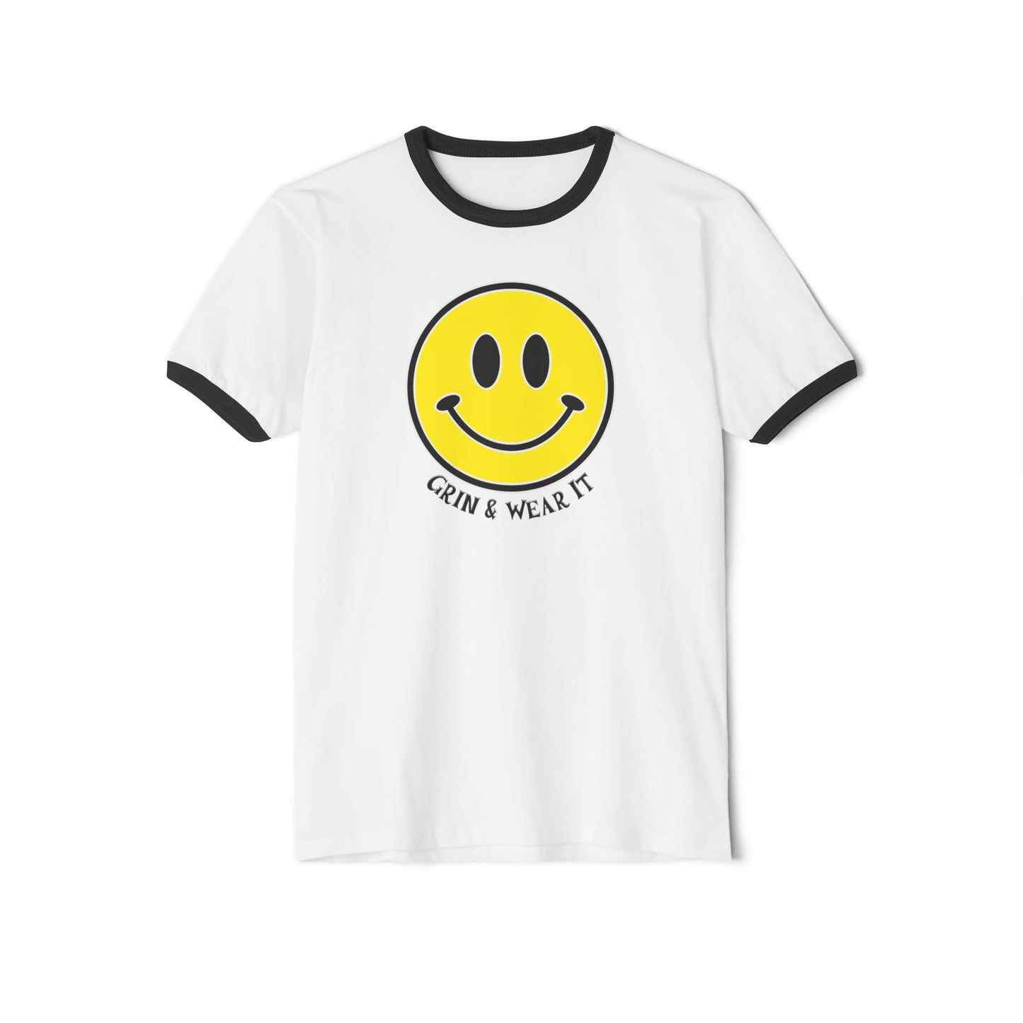 Smiley Face Unisex Cotton Ringer T-Shirt