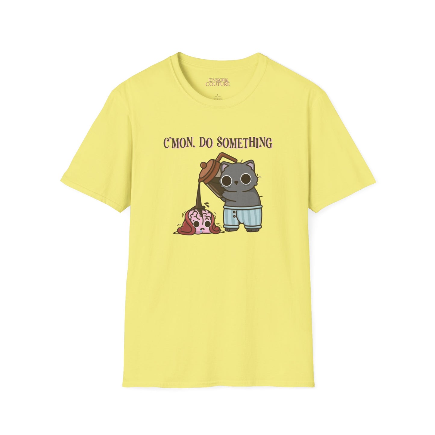 Cute Cat/Coffee Motivation T-Shirt, Funny Graphic Tee, Gift for Cat Lovers, Casual Wear, Quirky Humor Shirt, Birthday Present