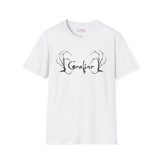 Coraline-Inspired Unisex Softstyle T-Shirt, Horror Movie Tee, Halloween Costume, Casual Wear, Gift for Fans, Graphic Tee