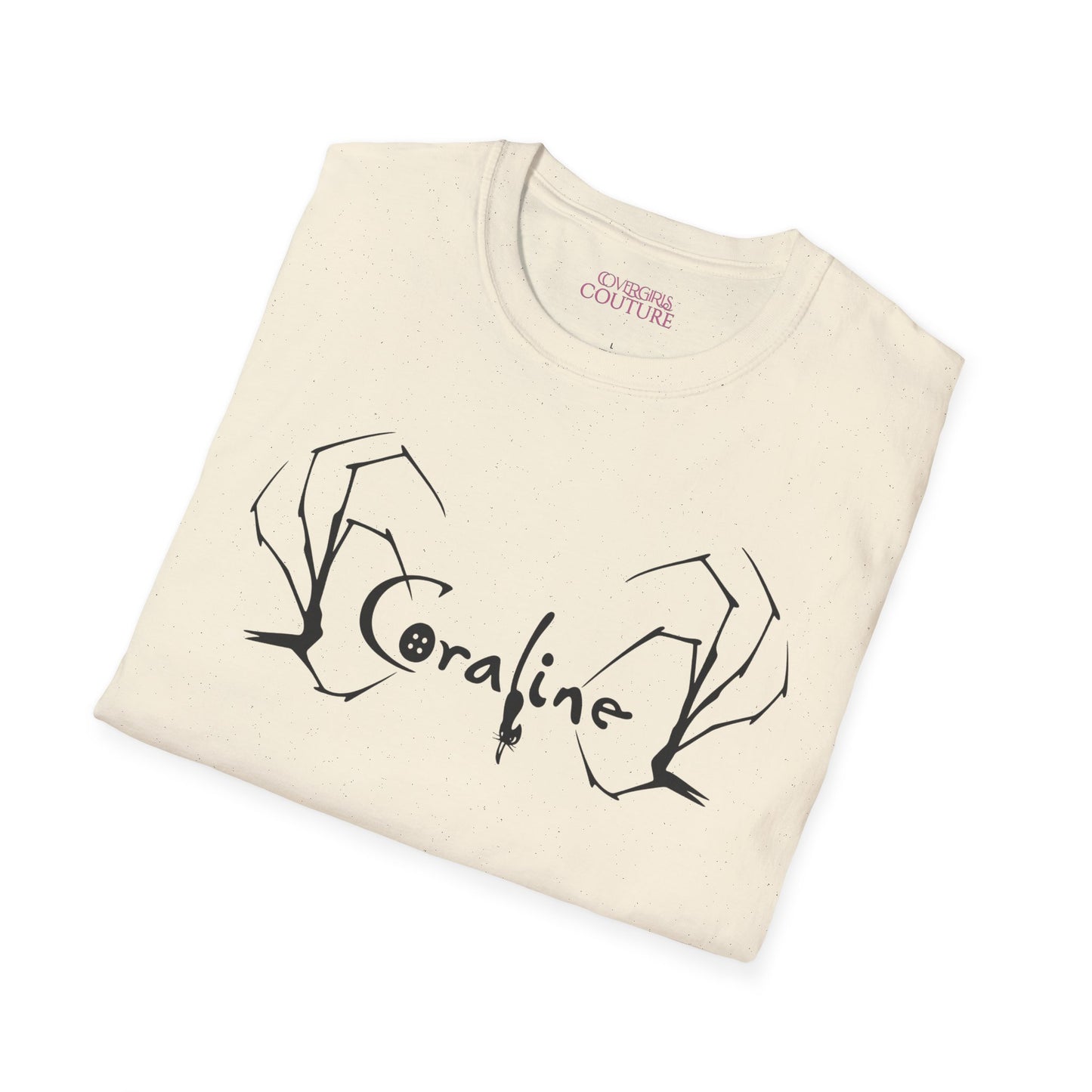 Coraline-Inspired Unisex Softstyle T-Shirt, Horror Movie Tee, Halloween Costume, Casual Wear, Gift for Fans, Graphic Tee