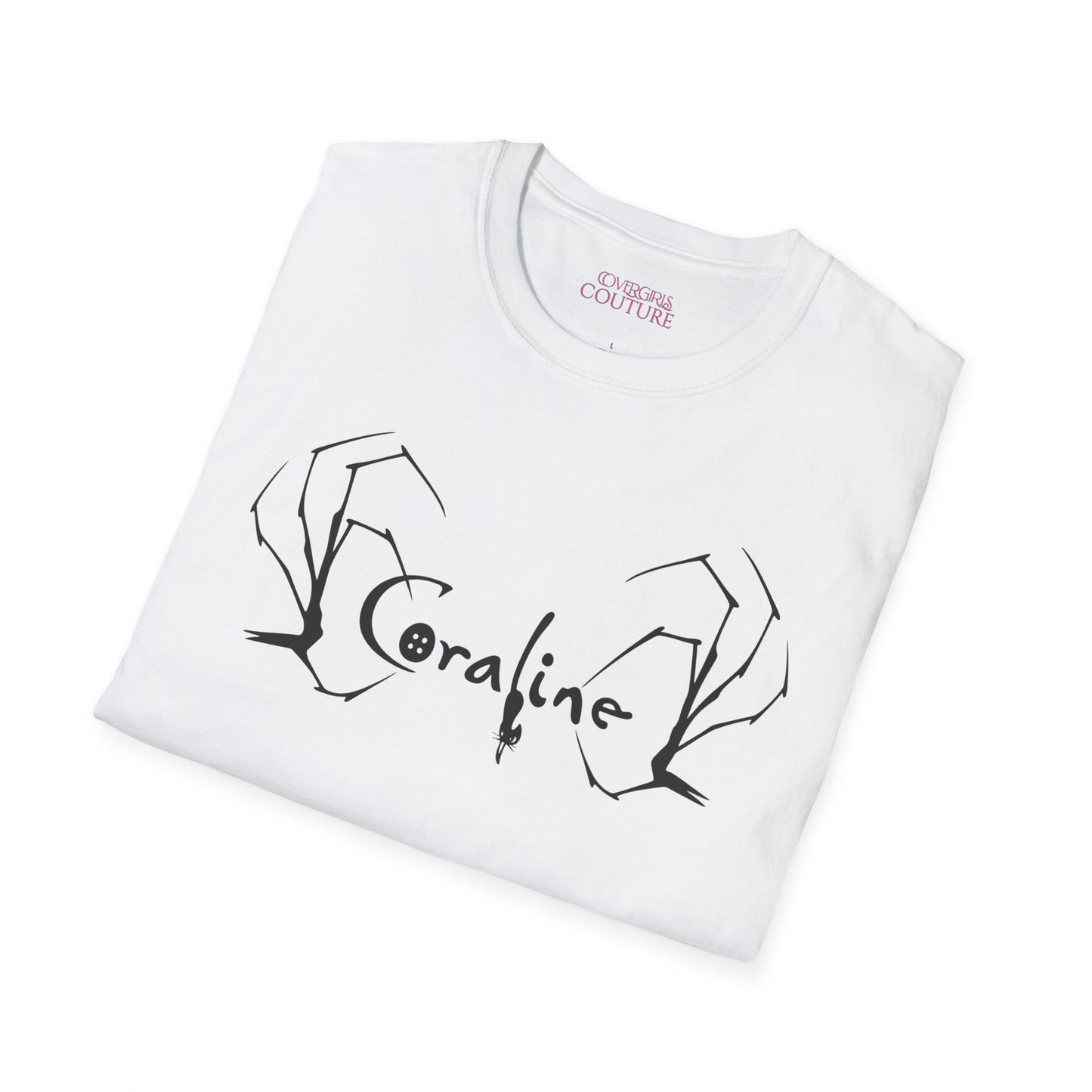 Coraline-Inspired Unisex Softstyle T-Shirt, Horror Movie Tee, Halloween Costume, Casual Wear, Gift for Fans, Graphic Tee