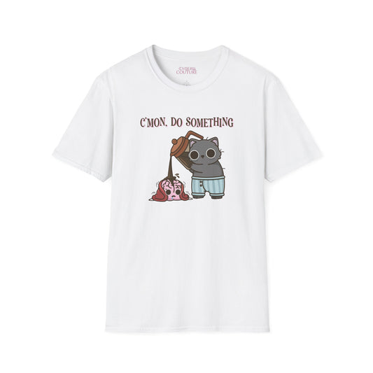 Cute Cat/Coffee Motivation T-Shirt, Funny Graphic Tee, Gift for Cat Lovers, Casual Wear, Quirky Humor Shirt, Birthday Present