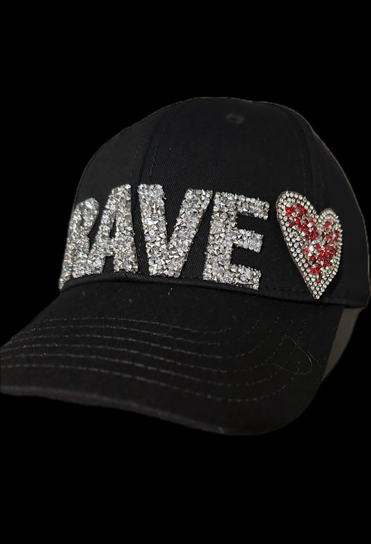 Blinged "BRAVE" Hat - Red